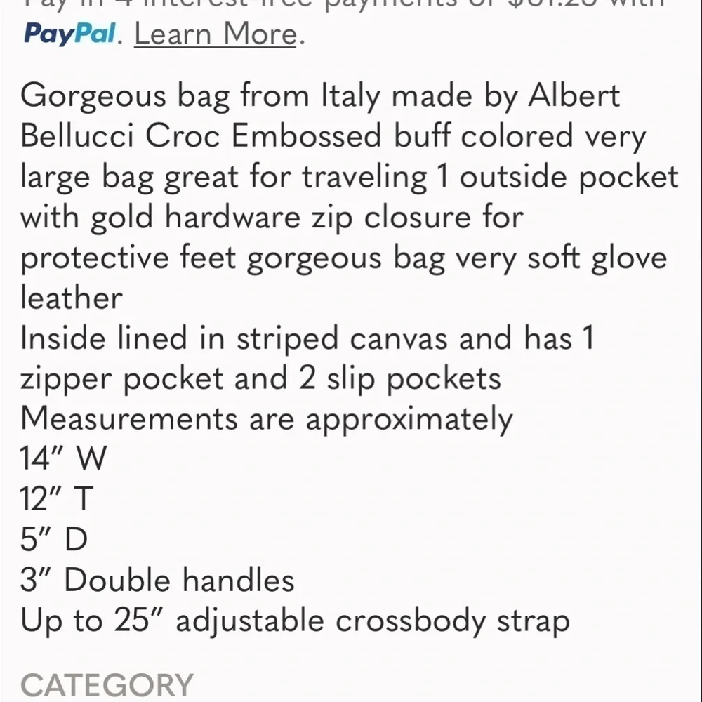 Albert Bellucci Genuine Croc embossed leather